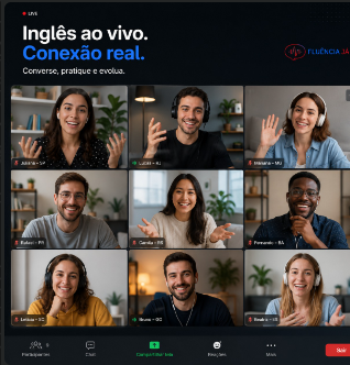 Turma de inglês ao vivo via Zoom — Inglês ao vivo, Conexão real